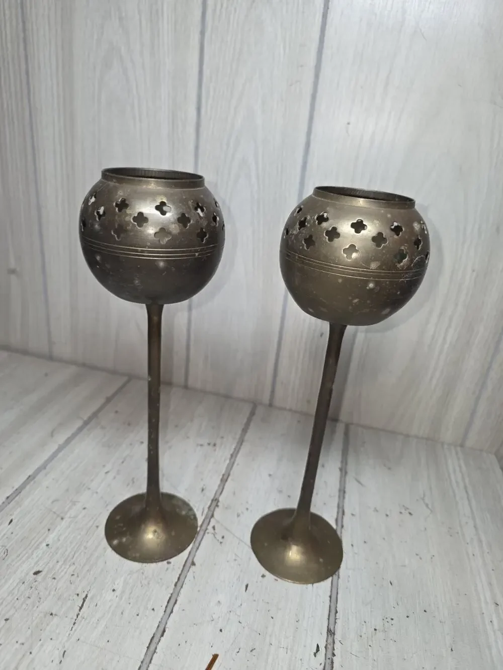 Vintage Brass Tea Light Candle Holders 10